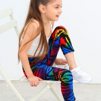 Dětské Dívčí Černé Rainbow Tie Dye Legíny Tie Dye Stretch Soft Kalhoty