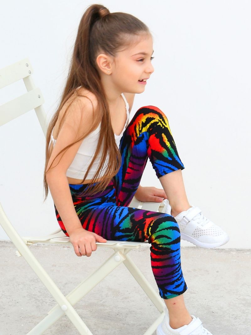 Dětské Dívčí Černé Rainbow Tie Dye Legíny Tie Dye Stretch Soft Kalhoty