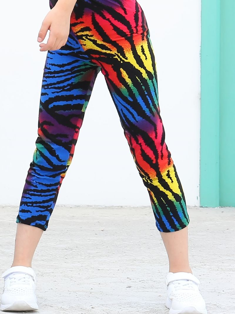 Dětské Dívčí Černé Rainbow Tie Dye Legíny Tie Dye Stretch Soft Kalhoty