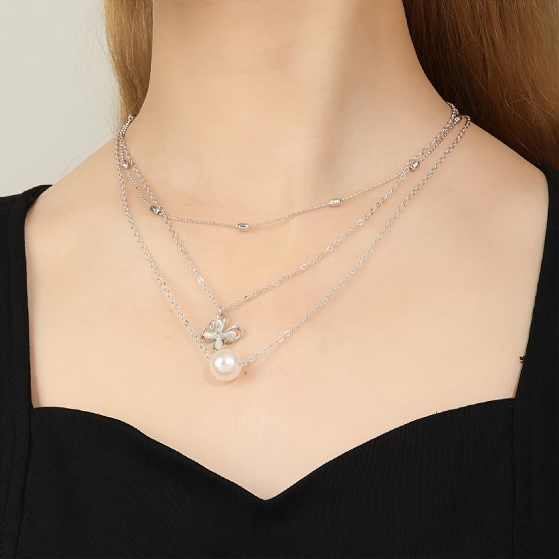 3ks Butterfly Necklace Set Motýlí Přívěsek Dvouvrstvý Náhrdelník Pro Její Šperky Dárek K Narozeninám Dárky Pro Ženy Maminka Manželka Dívky Her