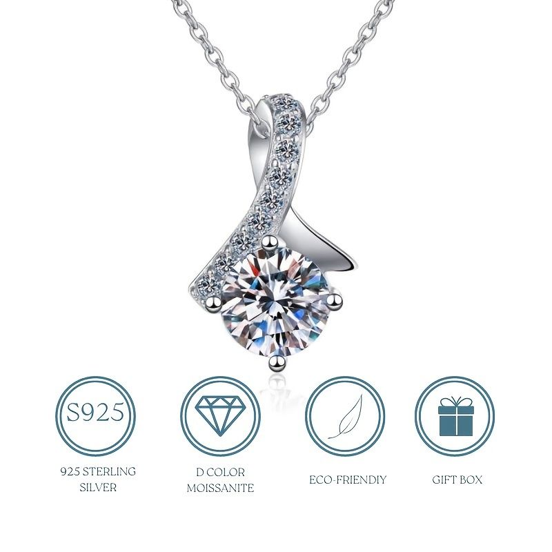 Moissanite Rybí Kost Náhrdelník Elegantní Love Přívěsek Dárek Pro Ženy Dívky