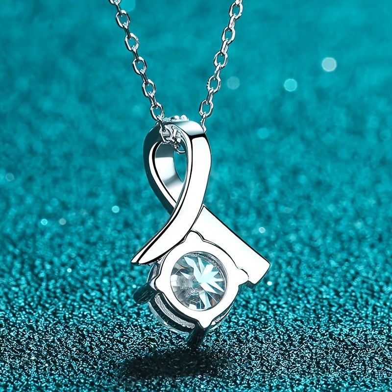 Moissanite Rybí Kost Náhrdelník Elegantní Love Přívěsek Dárek Pro Ženy Dívky