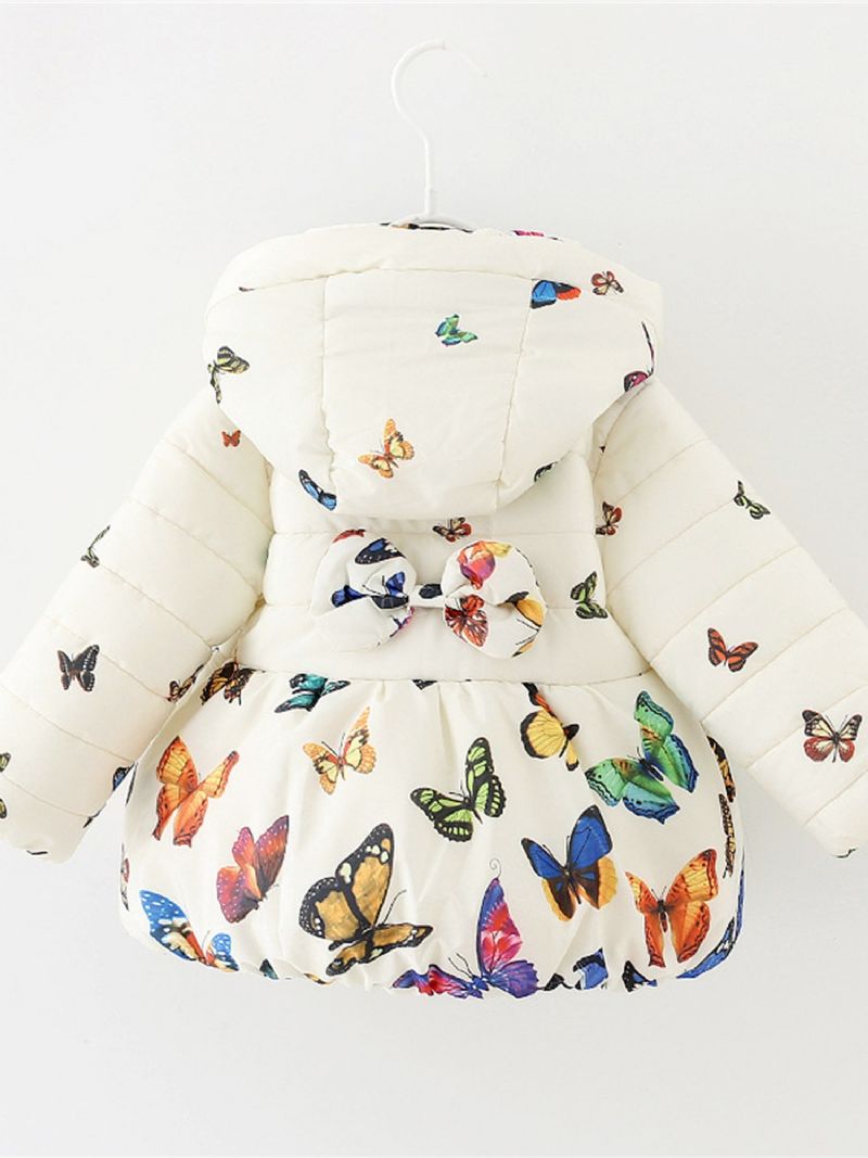 Dívčí Bavlněná Bunda S Kapucí Polstrovaná Butterfly Print