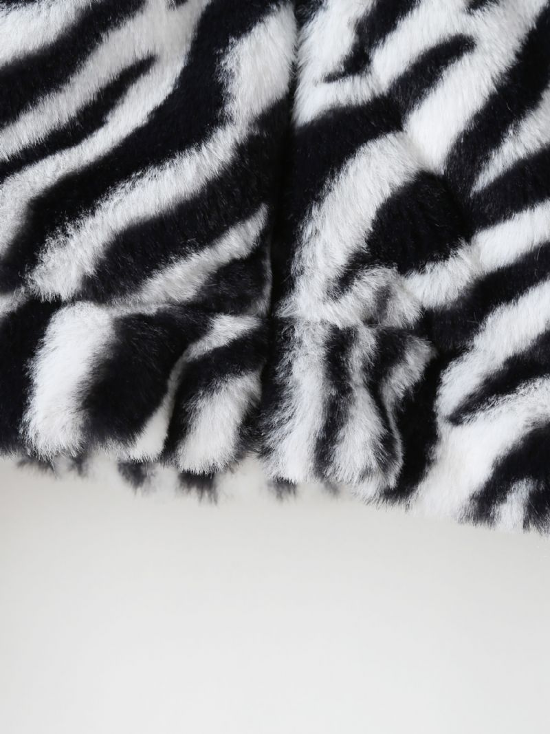 Dívčí Módní Kabát Zebra Print Fleece