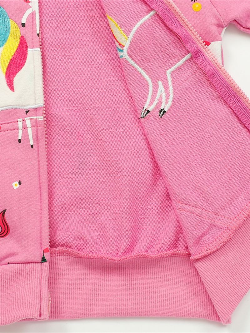 Dětský Dívčí Kabát S Kapucí Na Zip S Barevným Potiskem Unicorn Rainbow