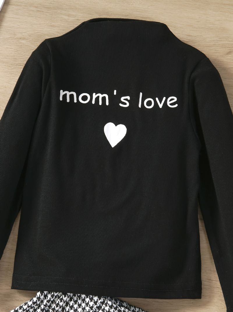 Mom's Love Print Dlouhý Rukáv A Šortky Pro Holčičky A Batole