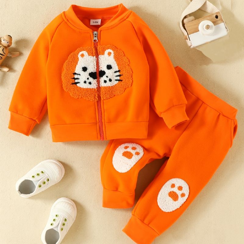 Děťátko Cute Lion Dlouhý Rukáv Zip Bunda Kalhoty Set