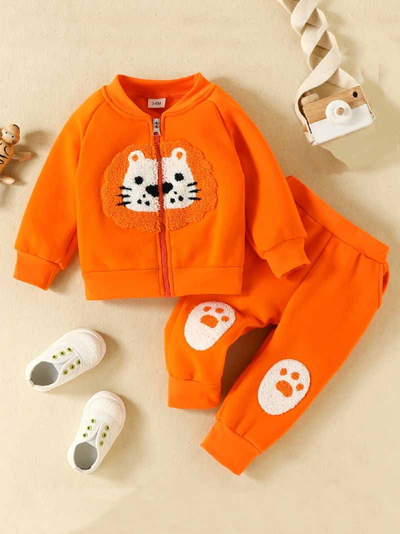 Děťátko Cute Lion Dlouhý Rukáv Zip Bunda Kalhoty Set