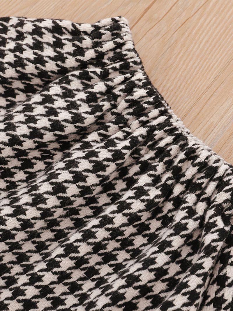 3ks Dětské Cardigan Houndstooth Šaty S Dlouhým Rukávem