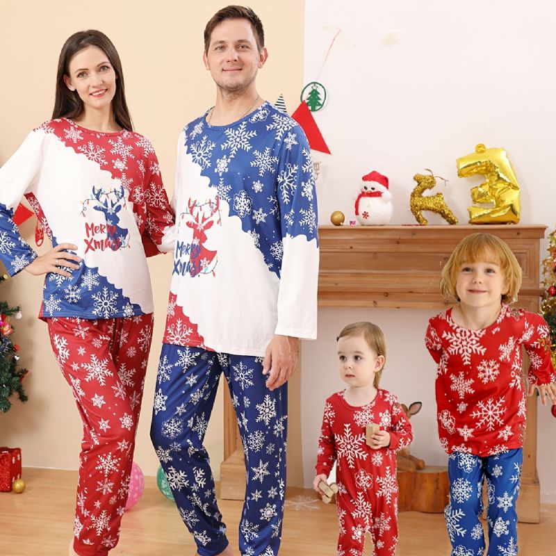 Batole Děťátko Christmas Snowflake Print Dlouhý Rukáv Kombinézy Pro Chlapce Dívky