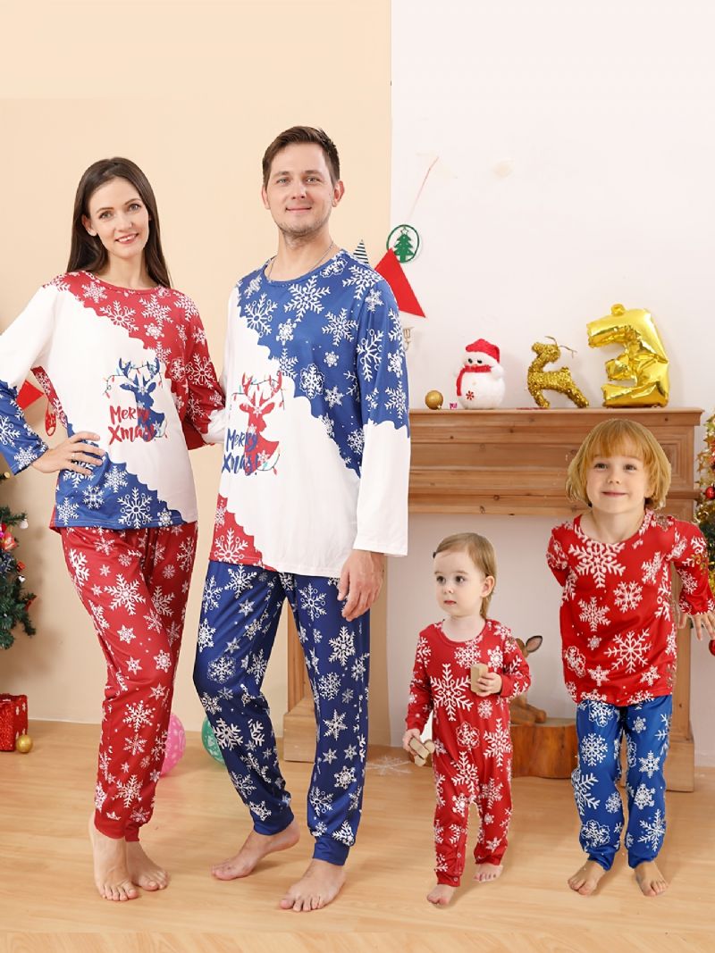 Batole Děťátko Christmas Snowflake Print Dlouhý Rukáv Kombinézy Pro Chlapce Dívky