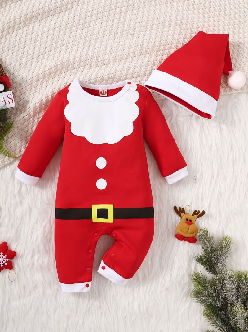 Batolecí Kojenecký Overal Santa Claus S Kulatým Výstřihem A Dlouhým Rukávem Pro Chlapce Dívky Vánoční Outfit