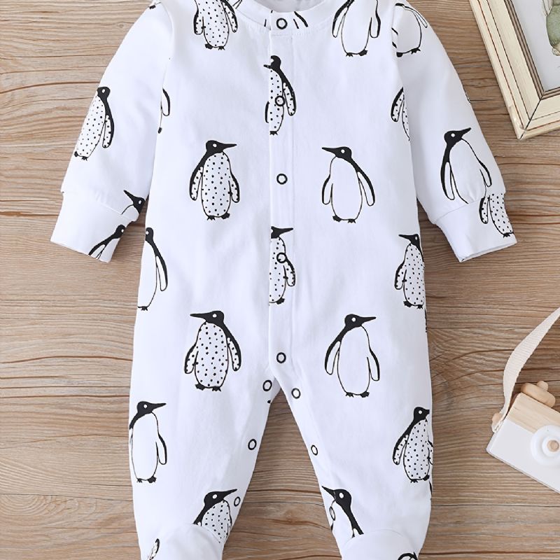 Dívčí Kombinézy Footies Penguin Print Rompers