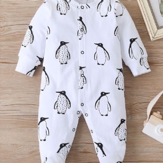 Dívčí Kombinézy Footies Penguin Print Rompers