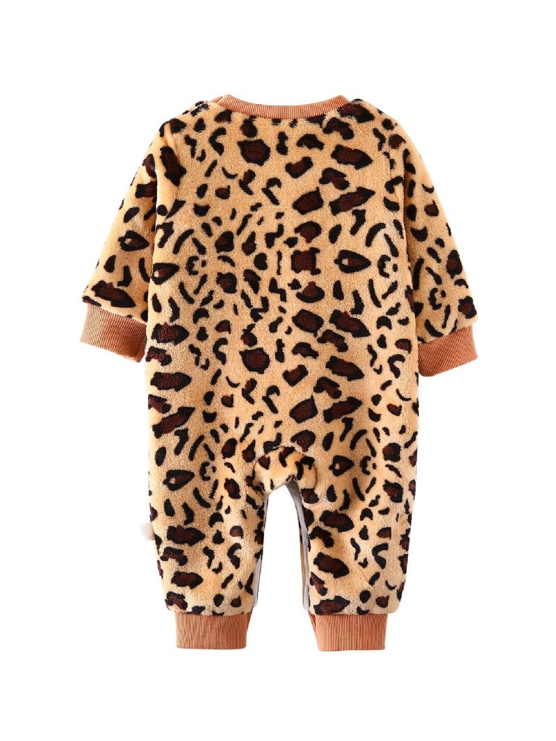 Dívčí Overal S Leopardím Vzorem Bavlna Onsie S Dlouhým Rukávem Pro Zimní Kojenecké Oblečení