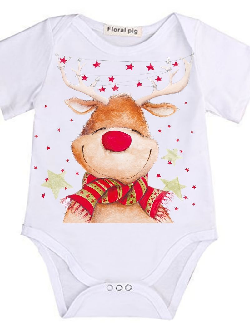 Děťátko Dívky Vánoční Roztomilý Deer Print Onesie Overal Oblečení