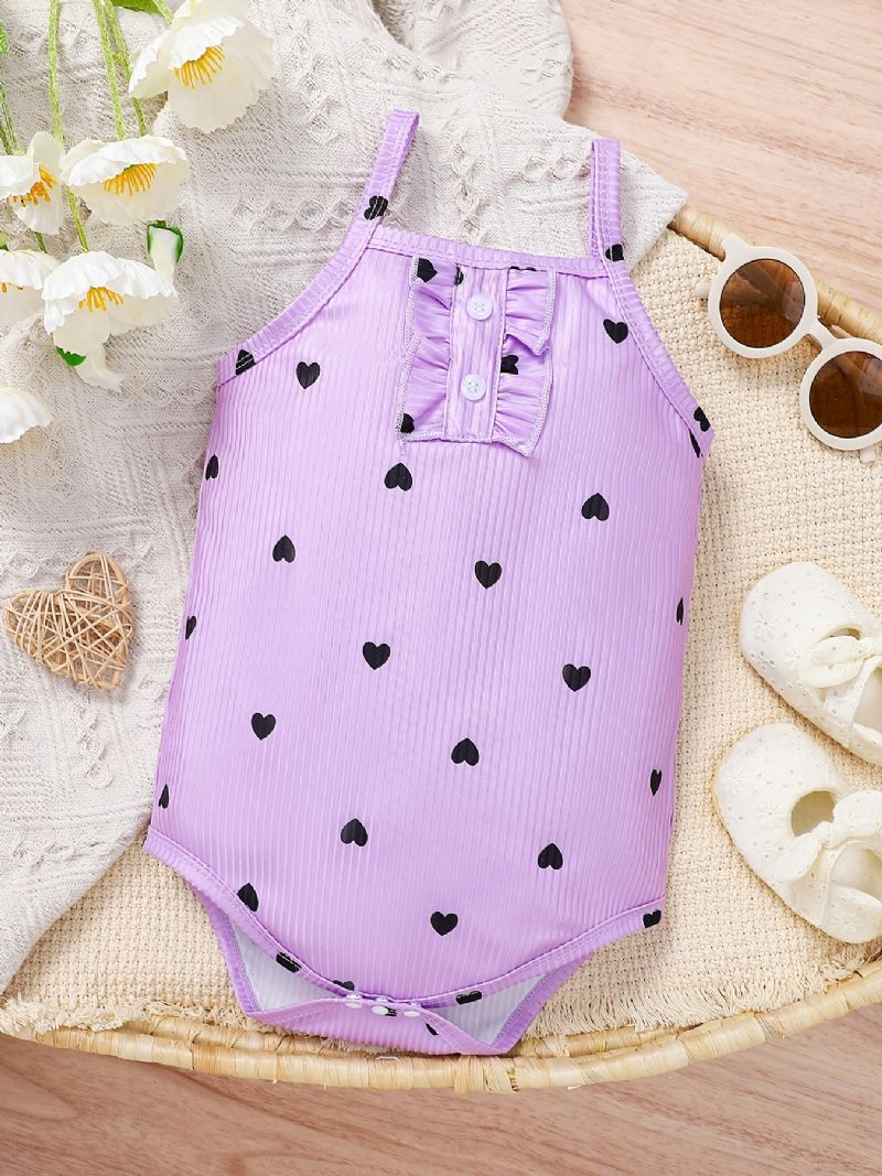 Infant Romper Heart Print Cami Top Kombinéza Letní Pro Malé Holčičky Batolecí Oblečení